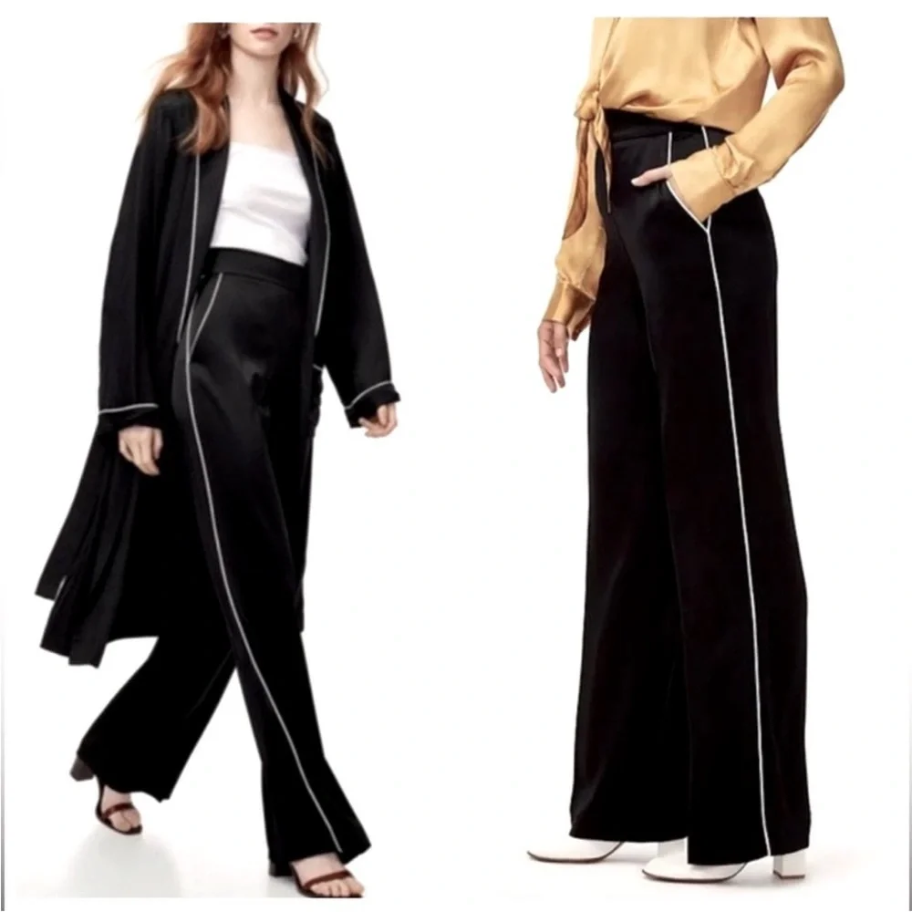 Aritzia Wilfred silky black with white stripe pants size 00 - Picture 2 of 8